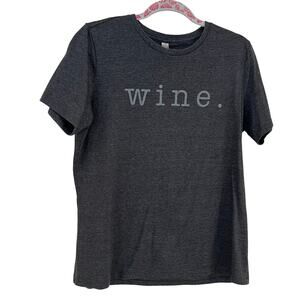Thread Tank Designs Women's Heather Gray Typewriter Font Wine T-Shirt Size Large